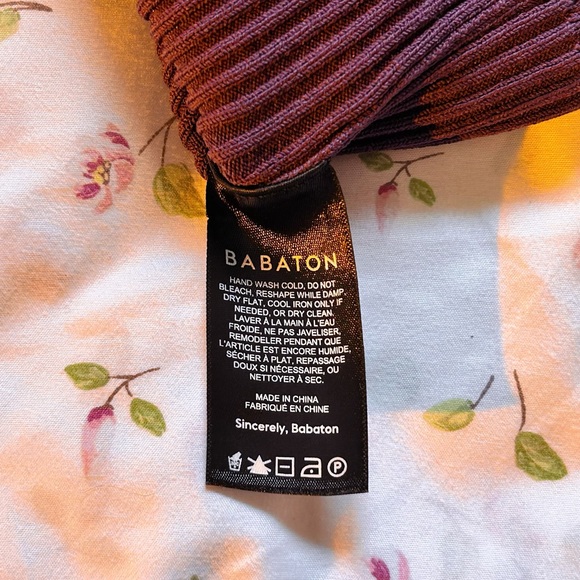 Babaton Ribbed Sculpt Knit Polo Top - Purple Size XS - Picture 6 of 6